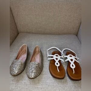 Link Shimmering Gold Loafers and Wonder Nation White Sandals